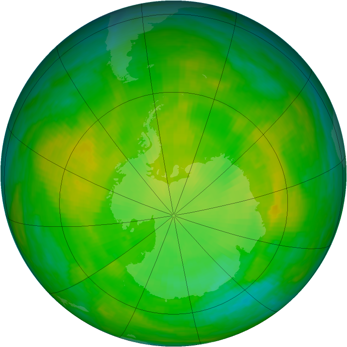 Antarctic ozone map for 01 December 1983